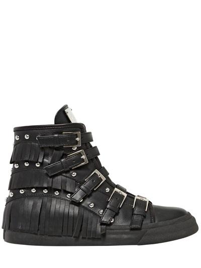 Giuseppe Zanotti 30mm Fringed Leather High Top Sneakers