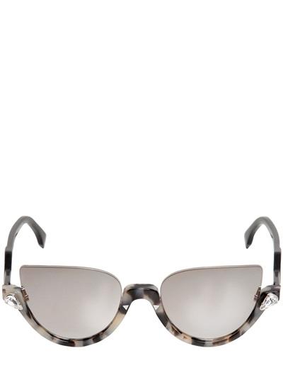 Fendi Cut Off Sunglasses W/crystal Strass