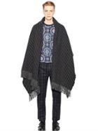Christian Pellizzari Striped Wool Blend Knit Shawl