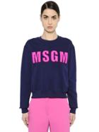 Msgm Logo Patched Cotton Jersey Sweatshirt
