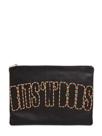 House Of Holland Bits N Bobs Embroidered Leather Pouch