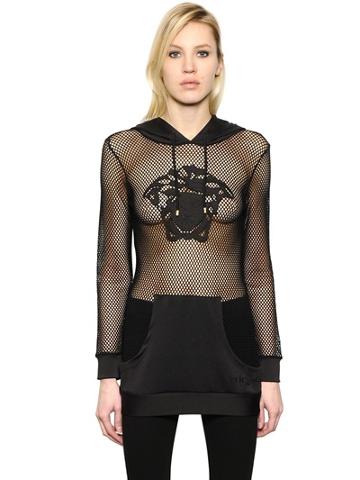 Versace Underwear Embroidered Techno Mesh Sweatshirt
