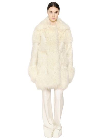 Stella Mccartney Faux Fur & Jacquard Coat