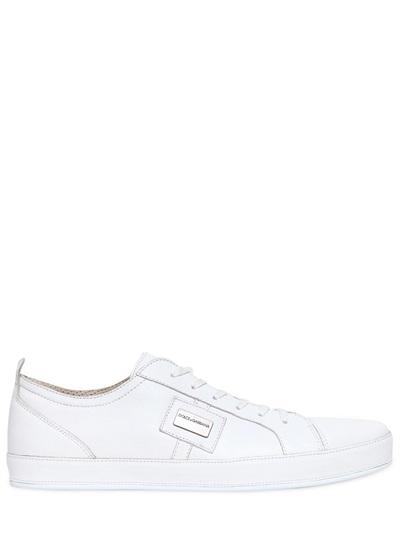Dolce & Gabbana Uk Metal Logo Plaque Leather Sneakers