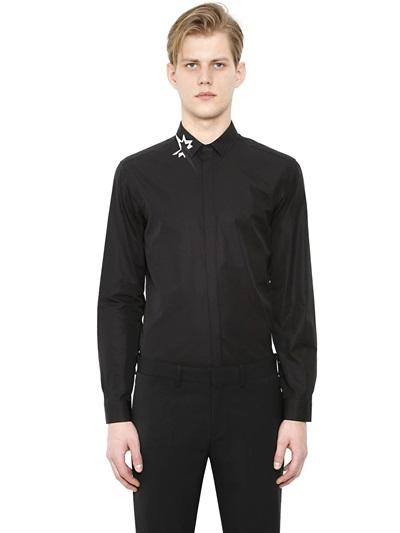 Neil Barrett Printed Collar Cotton Poplin Shirt