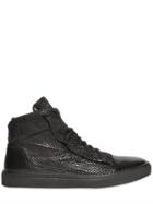 John Varvatos Laser-cut Leather High Top Sneakers
