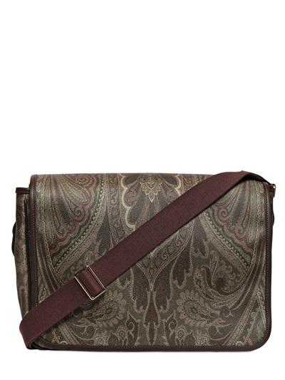 Etro Paisley Print Waxed Canvas Messenger Bag