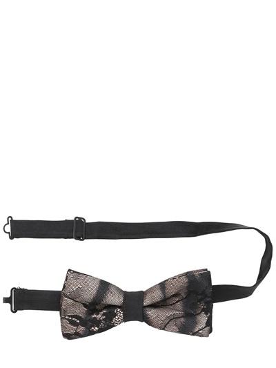 Lords & Fools Lace On Tiger Printed Satin Bow Tie