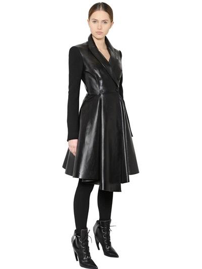 Givenchy Wool Twill & Nappa Leather Coat