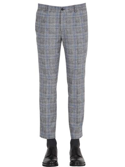 Daniele Alessandrini Grey 17cm Prince Of Wales Stretch Wool Pants