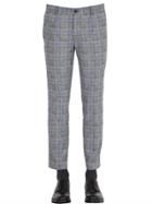 Daniele Alessandrini Grey 17cm Prince Of Wales Stretch Wool Pants