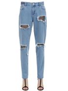 House Of Holland Laminated Lace & Cotton Denim Jeans