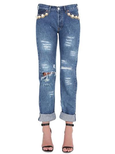 Forte Couture Embellished & Destroyed Denim Jeans
