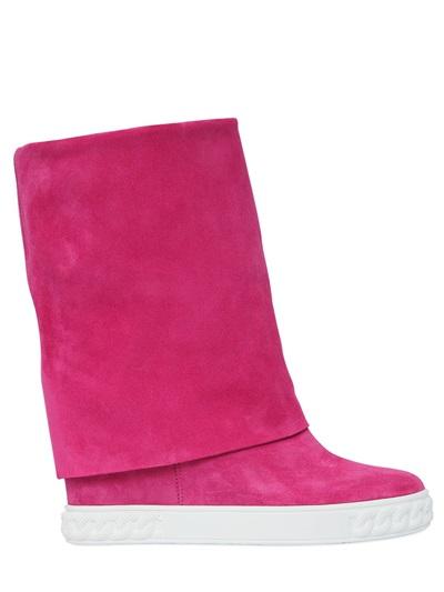 Casadei 90mm Suede Wedge Boots