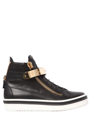 Giuseppe Zanotti Homme Metal Plaque Nappa Leather Sneakers