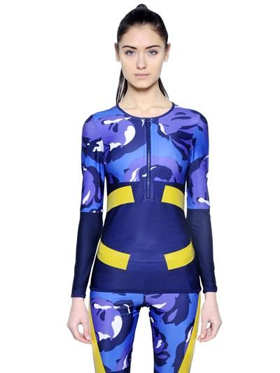 Adidas By Stella Mccartney Running Techfit Printed Lycra Top