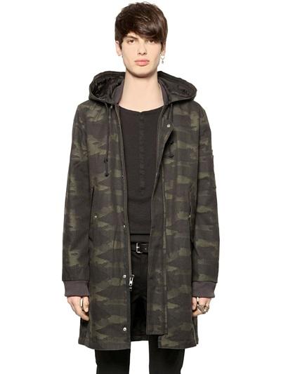 Blk Dnm Camo Printed Cotton Canvas Parka