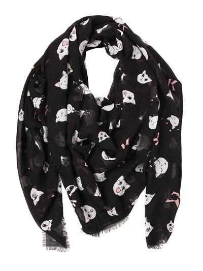 Karl Lagerfeld Choupette Print Modal & Silk Blend Scarf