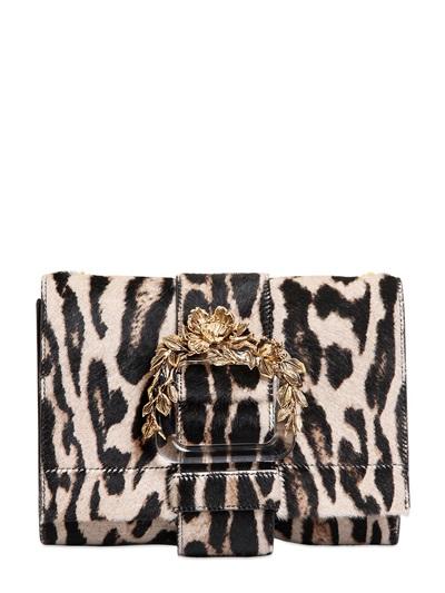 Roberto Cavalli Heroine Blossom Printed Ponyskin Bag