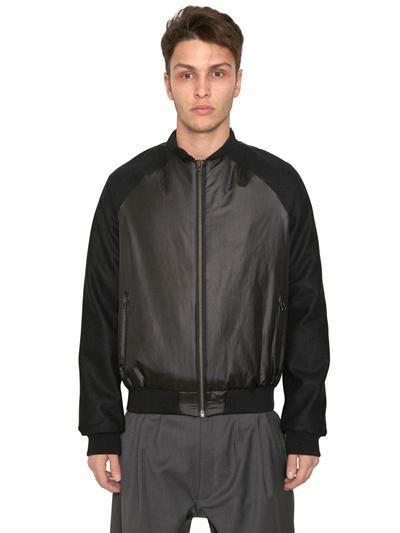 Adidas Slvr - Techno Satin & Wool Bomber Jacket