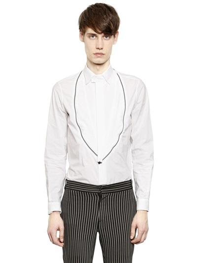 Ann Demeulemeester Zip Off Panel Detail Cotton Poplin Shirt
