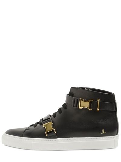 Louis Leeman Buckled Leather High Top Sneakers