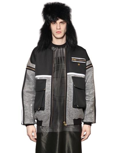 Astrid Andersen Neoprene & Coated Wool Bomber Jacket