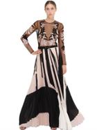 Zuhair Murad Embroidered Tulle & Plisse Cady Gown