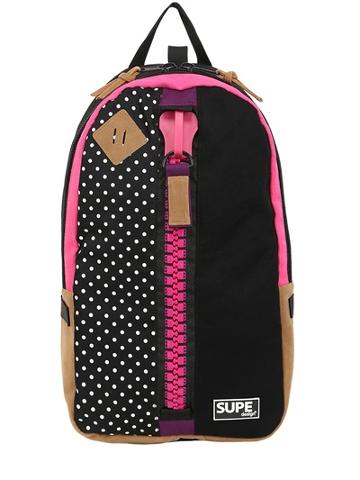 Supe Design Nylon & Faux Suede Dot Day Backpack