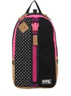 Supe Design Nylon & Faux Suede Dot Day Backpack