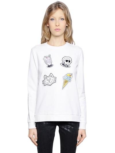 Karl Lagerfeld Cotton Sweatshirt With Appliqus
