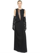 Ann Demeulemeester Wool Twill Dress With Organza Insert