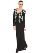 Francesco Scognamiglio Embroidered Stretch Viscose Jersey Dress