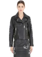 Gaelle Paris Graffiti Printed Faux Leather Jacket