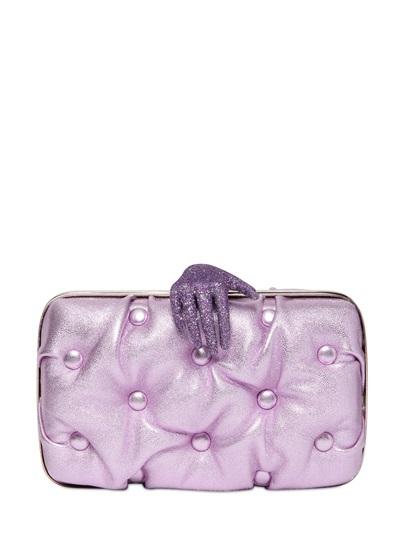 Benedetta Bruzziches Carmen Quilted Laminated Leather Clutch