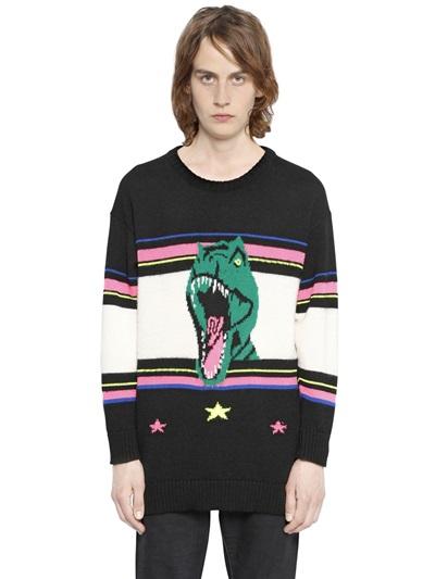 Saint Laurent Oversized T-rex Wool Blend Sweater