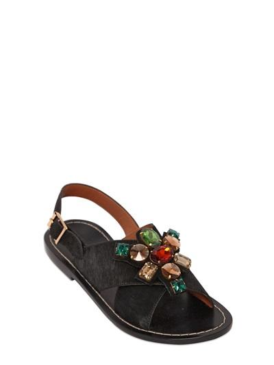 Marni Jeweled Ponyskin Sandals