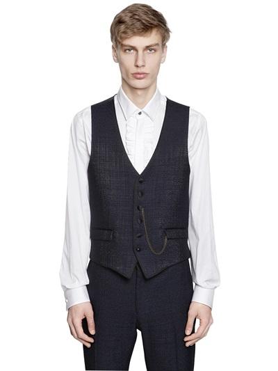 Lords & Fools Wool & Silk Blend Boucle Evening Vest