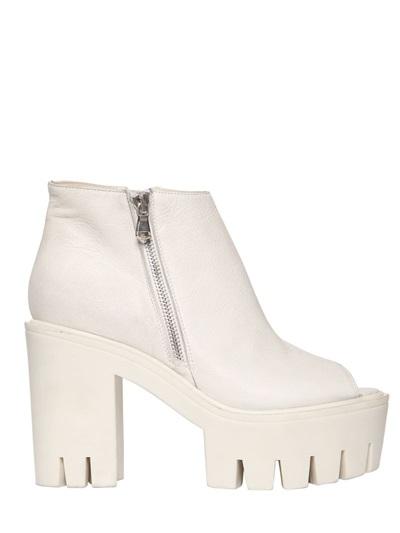 Strategia 110mm Leather Open Toe Ankle Boots