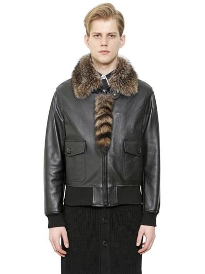 Givenchy Raccoon Fur & Leather Aviator Jacket