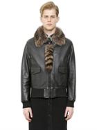 Givenchy Raccoon Fur & Leather Aviator Jacket