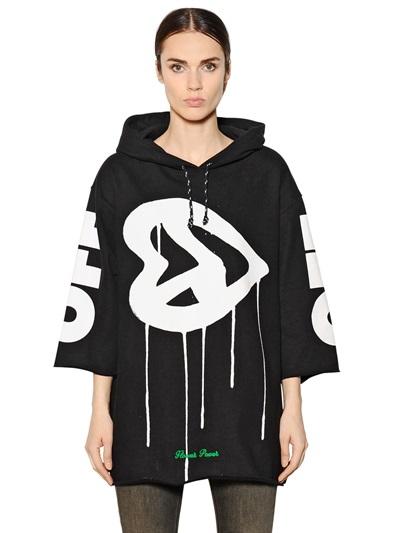 Off White Oversized Printed Cotton Sweatshirt