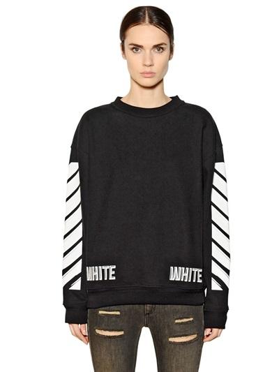 Off White Stripe Printed Wool Sweatshirt