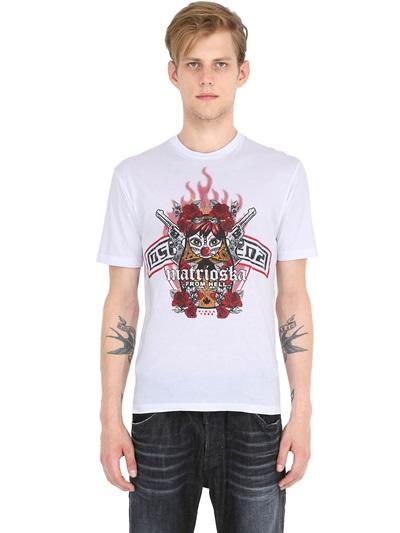 Dsquared2 Matrioska Printed Cotton Jersey T-shirt