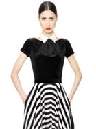 Daniele Carlotta Velvet Top With Crepe De Chine Collar