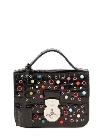 Azzurra Gronchi Elaisa Charms Croc Embossed Leather Bag