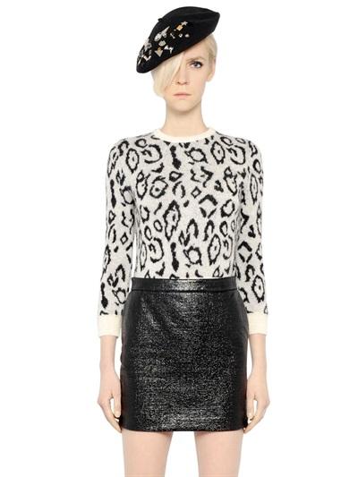 Saint Laurent Leopard Mohair Blend Sweater