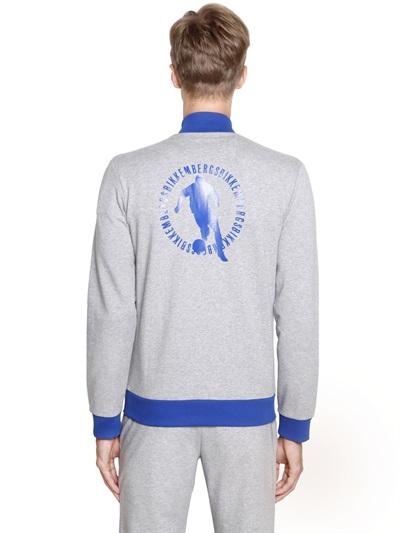 Dirk Bikkembergs Logo Zip-up Stretch Cotton Sweatshirt