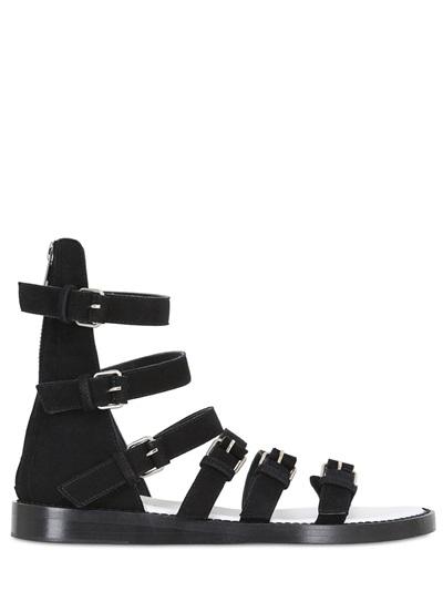 Ad Ann Demeulemeester Suede Cage Sandals With Buckles