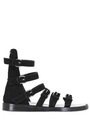 Ad Ann Demeulemeester Suede Cage Sandals With Buckles